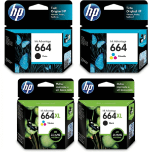 Cartucho HP 664 Original – Preto e Colorido (2ml e XL)